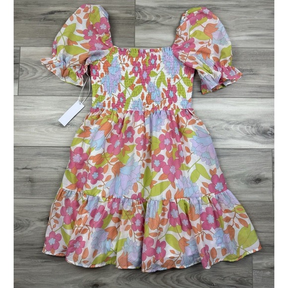 J. Marie Ava Mae Floral Square Neck Ruched Tiered Dress 70’s Boho NWT Sz M - Picture 5 of 5